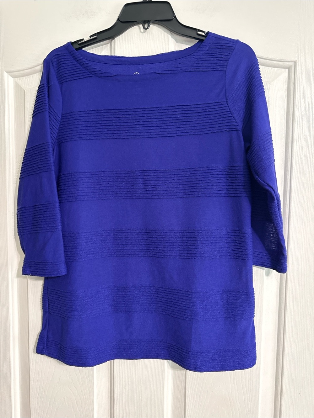 St. John's Bay Royal Blue Ribbed Boatneck Long Sleeve Top